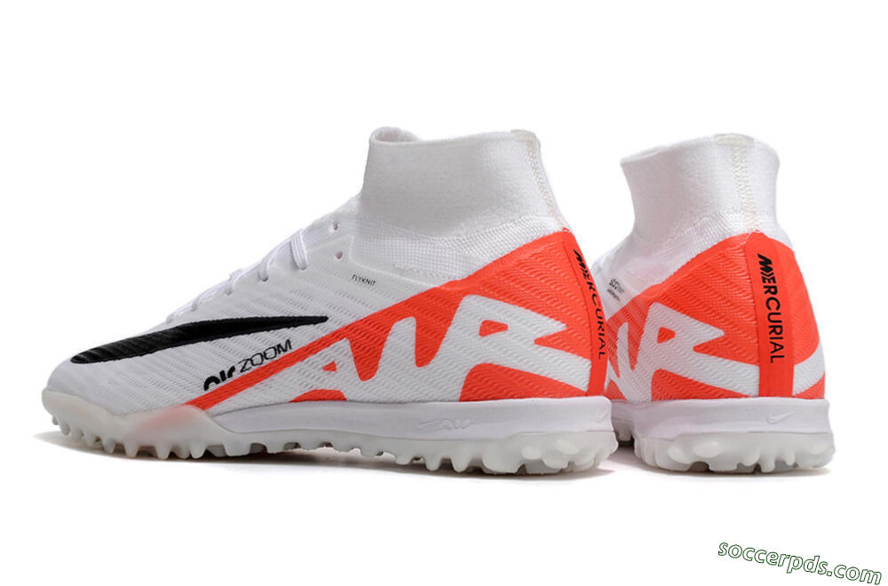 Nike Air Zoom Mercurial Superfly 9 Elite TF High-Tops Football Shoes - White/Black/Red 5