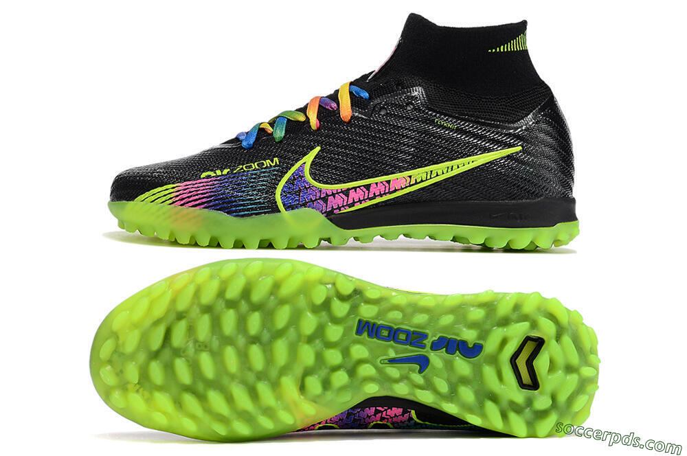 Nike Air Zoom Mercurial Superfly 9 Elite TF High-Tops Football Shoes - Black/Green/Pink 0
