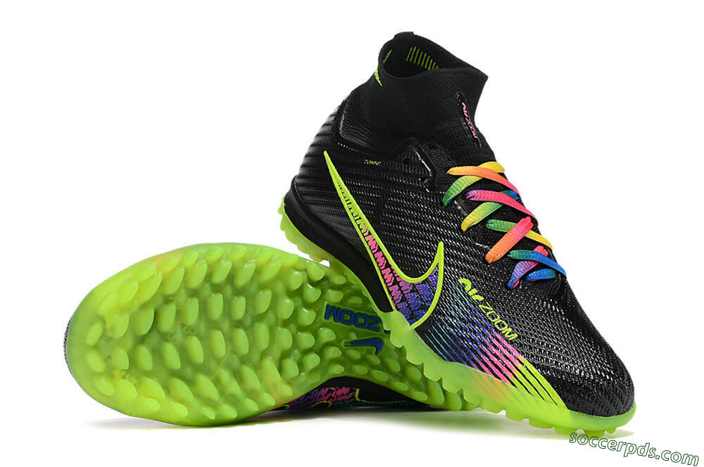 Nike Air Zoom Mercurial Superfly 9 Elite TF High-Tops Football Shoes - Black/Green/Pink 4
