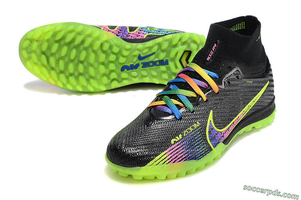 Nike Air Zoom Mercurial Superfly 9 Elite TF High-Tops Football Shoes - Black/Green/Pink 3