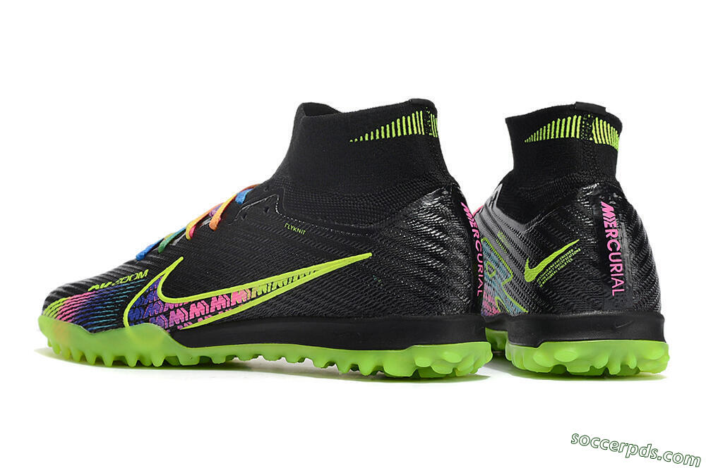 Nike Air Zoom Mercurial Superfly 9 Elite TF High-Tops Football Shoes - Black/Green/Pink 5