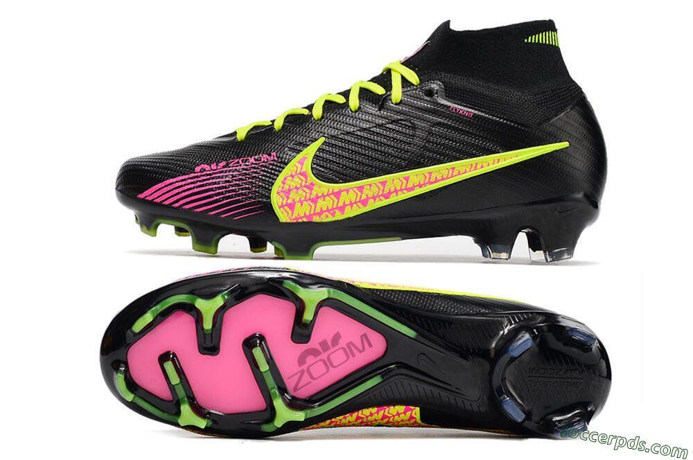 Nike Air Zoom Mercurial Superfly 9 Elite FG High-Tops Football Boots - Black/Yellow/Pink 0