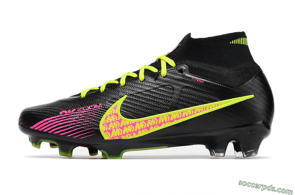 Nike Air Zoom Mercurial Superfly 9 Elite FG High-Tops Football Boots - Black/Yellow/Pink 2