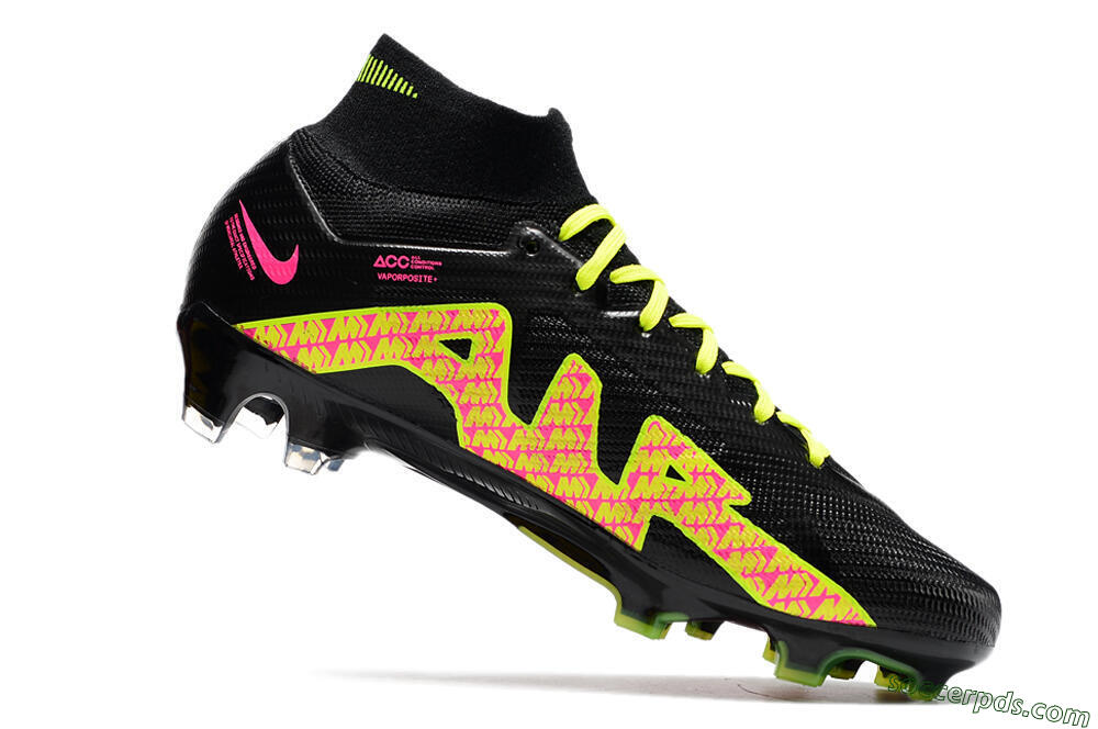 Nike Air Zoom Mercurial Superfly 9 Elite FG High-Tops Football Boots - Black/Yellow/Pink 4