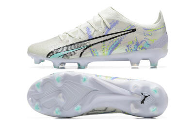 Puma Ultra Ultimate FG Low-Tops Football Boots - White/Black/Yellow/Purple