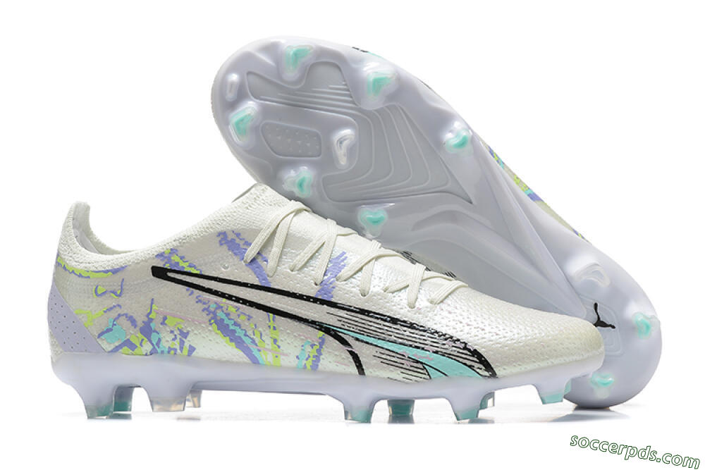 Puma Ultra Ultimate FG Low-Tops Football Boots - White/Black/Yellow/Purple 1