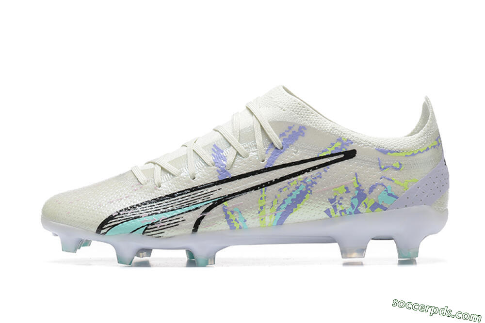 Puma Ultra Ultimate FG Low-Tops Football Boots - White/Black/Yellow/Purple 2