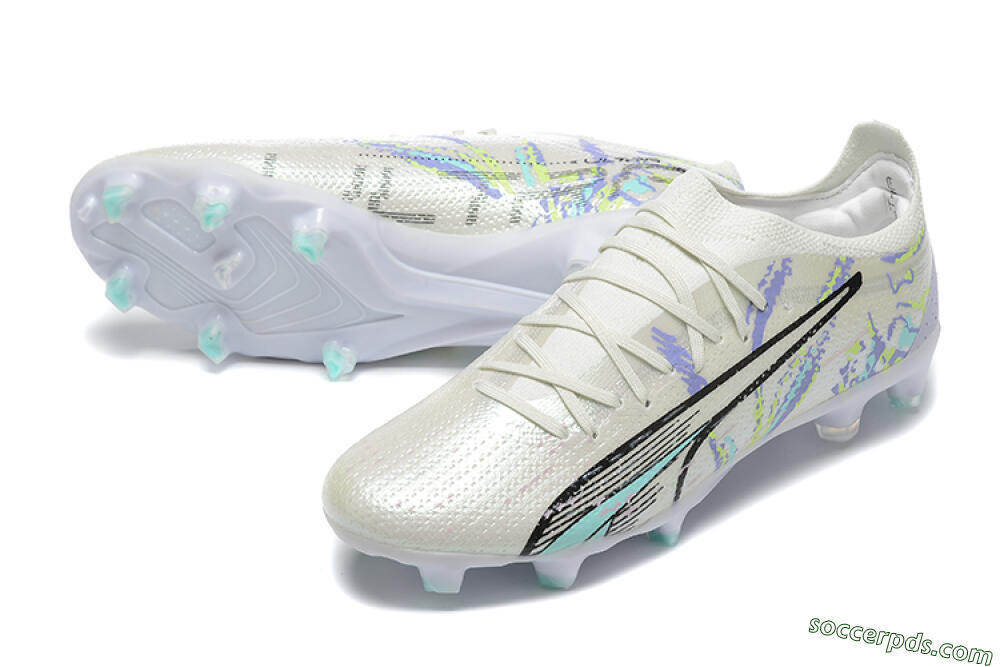 Puma Ultra Ultimate FG Low-Tops Football Boots - White/Black/Yellow/Purple 3
