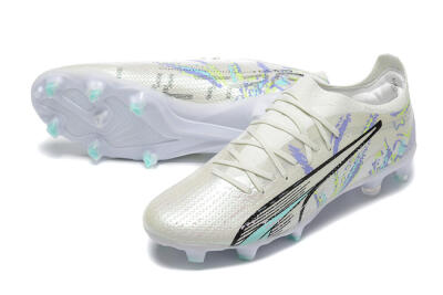 Puma Ultra Ultimate FG Low-Tops Football Boots - White/Black/Yellow/Purple