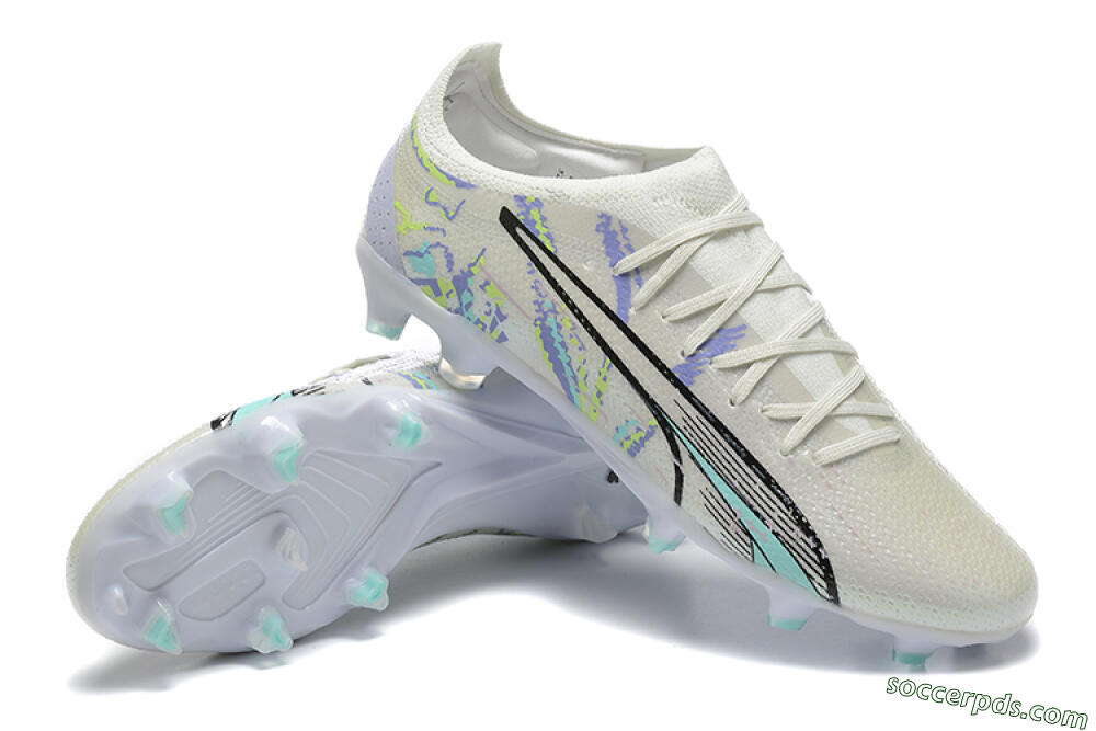Puma Ultra Ultimate FG Low-Tops Football Boots - White/Black/Yellow/Purple 4