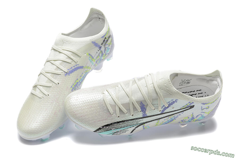 Puma Ultra Ultimate FG Low-Tops Football Boots - White/Black/Yellow/Purple 5