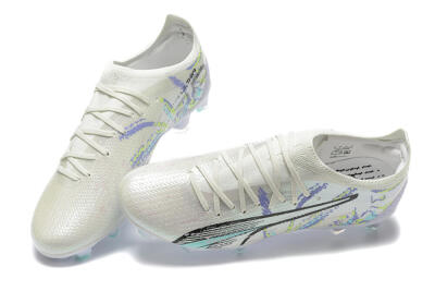 Puma Ultra Ultimate FG Low-Tops Football Boots - White/Black/Yellow/Purple