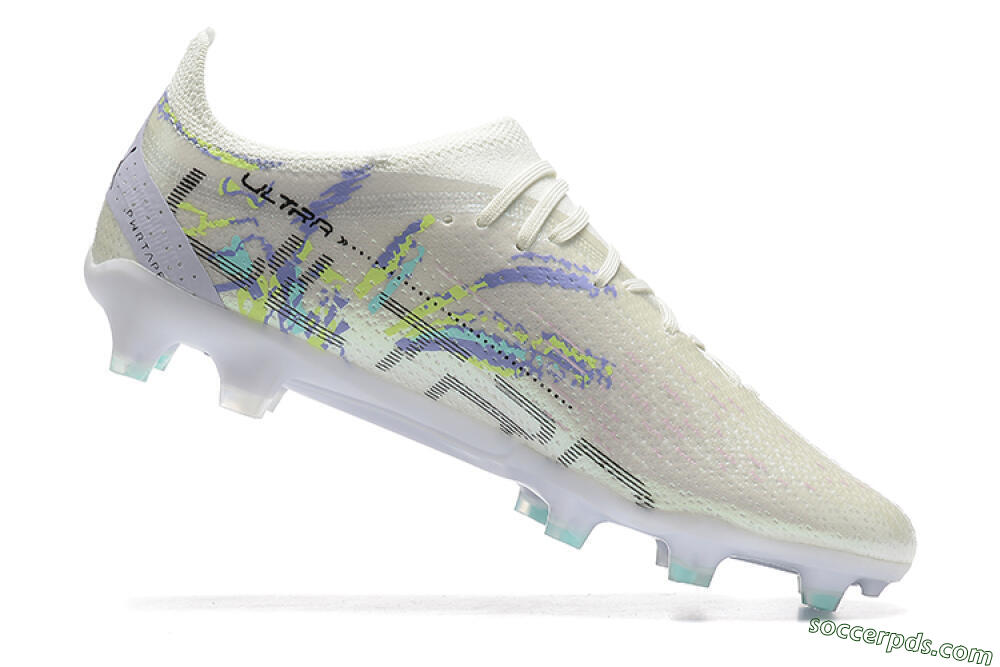 Puma Ultra Ultimate FG Low-Tops Football Boots - White/Black/Yellow/Purple 6