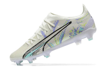 Puma Ultra Ultimate FG Low-Tops Football Boots - White/Black/Yellow/Purple
