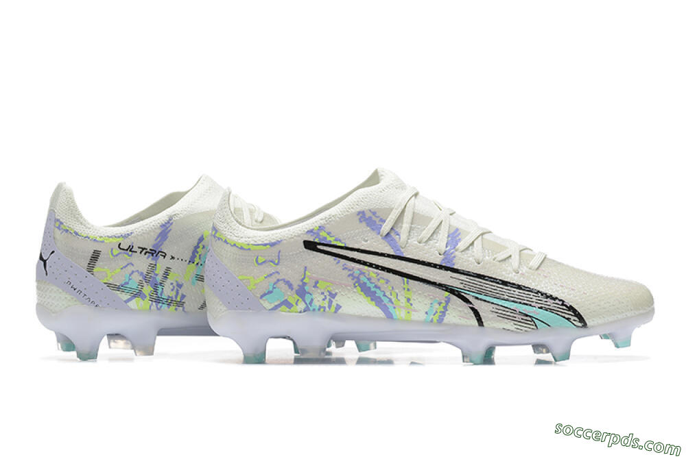 Puma Ultra Ultimate FG Low-Tops Football Boots - White/Black/Yellow/Purple 8