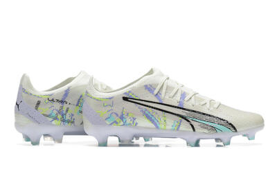 Puma Ultra Ultimate FG Low-Tops Football Boots - White/Black/Yellow/Purple