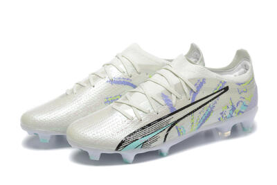 Puma Ultra Ultimate FG Low-Tops Football Boots - White/Black/Yellow/Purple