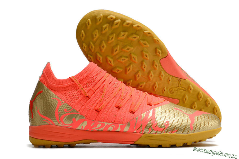 Puma Future Z 1.3 Instinct TF Low-Tops Football Shoes - Red/Gold 1