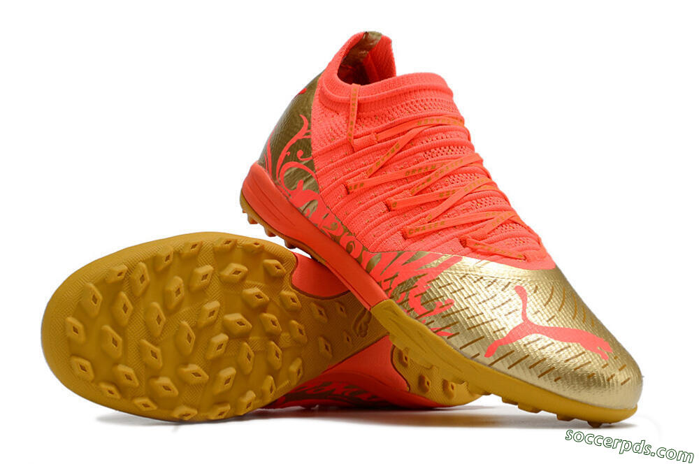 Puma Future Z 1.3 Instinct TF Low-Tops Football Shoes - Red/Gold 4