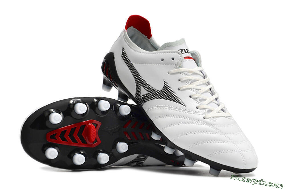 Mizuno Morelia Neo 3 Made in Japan FG Low-Tops Football Boots - White/Black/Red 4