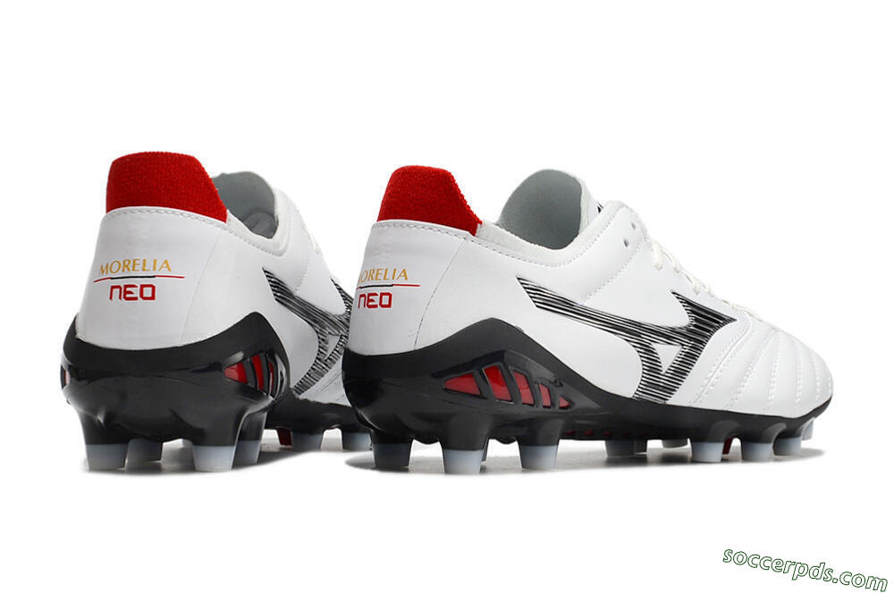 Mizuno Morelia Neo 3 Made in Japan FG Low-Tops Football Boots - White/Black/Red 8