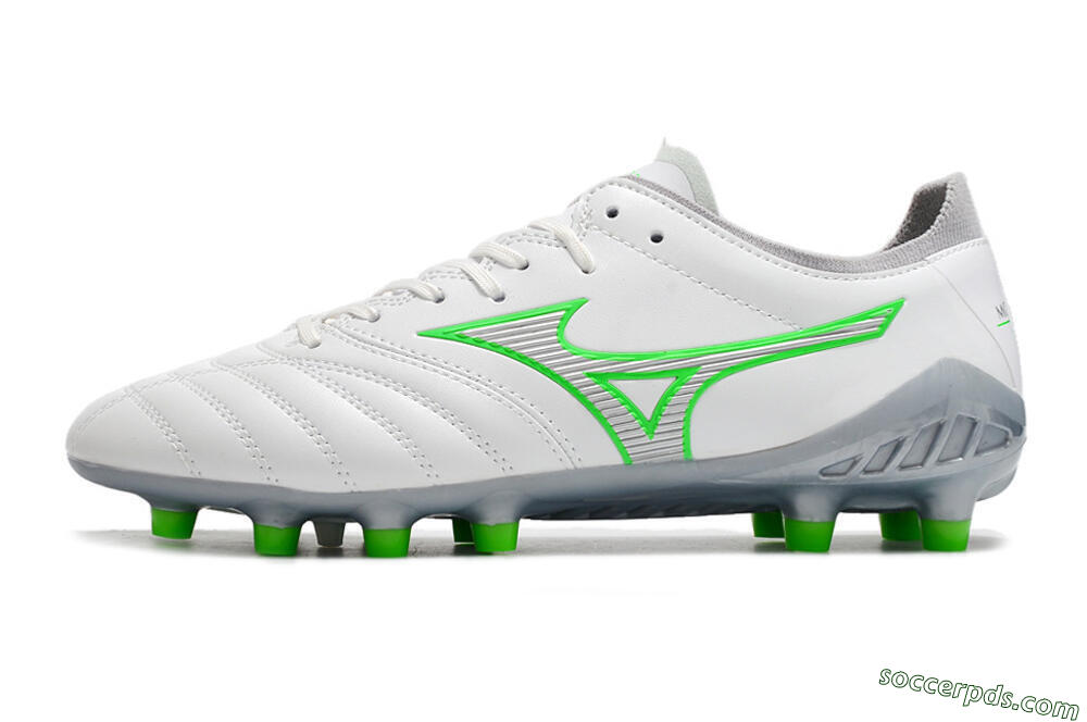 Mizuno Morelia Neo 3 Made in Japan FG Low-Tops Football Boots - White/Green 2