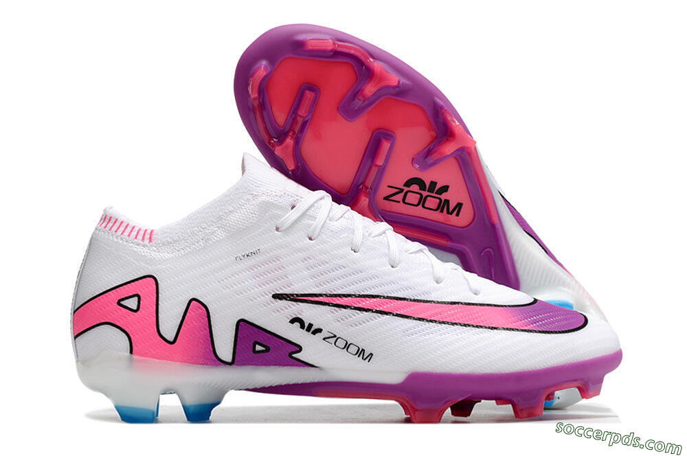 Nike Air Zoom Mercurial Vapor 15 Elite FG Low-Tops Football Boots - White/Pink/Purple 1