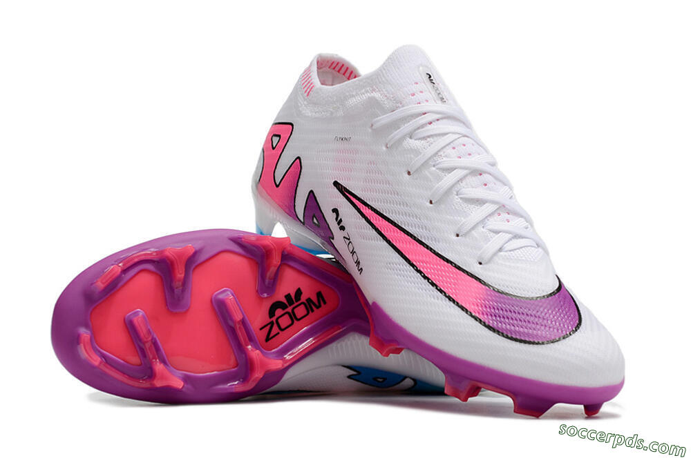 Nike Air Zoom Mercurial Vapor 15 Elite FG Low-Tops Football Boots - White/Pink/Purple 3
