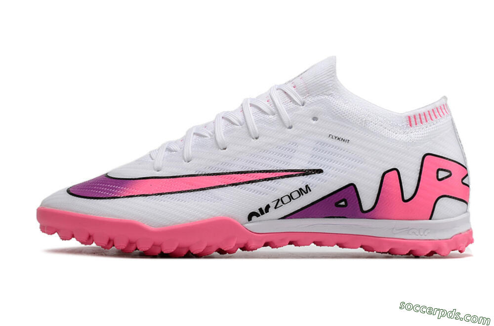 Nike Mercurial Vapor 15 Elite TF Low-Tops Football Shoes - White/Pink 2