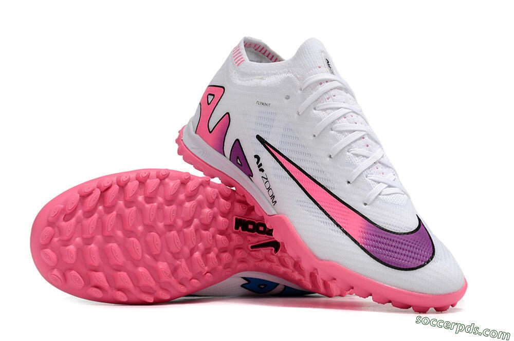 Nike Mercurial Vapor 15 Elite TF Low-Tops Football Shoes - White/Pink 3