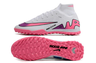 Nike Mercurial Superfly 9 Elite TF High-Tops Football Shoes - White/Pink