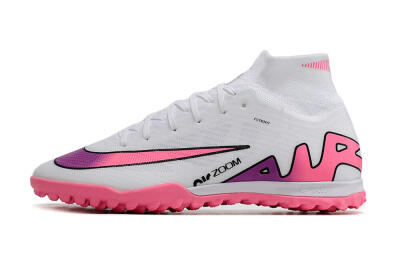 Nike Mercurial Superfly 9 Elite TF High-Tops Football Shoes - White/Pink