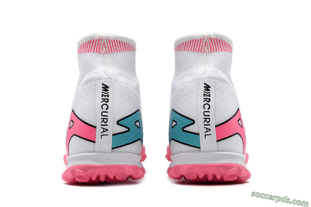 Nike Mercurial Superfly 9 Elite TF High-Tops Football Shoes - White/Pink 5