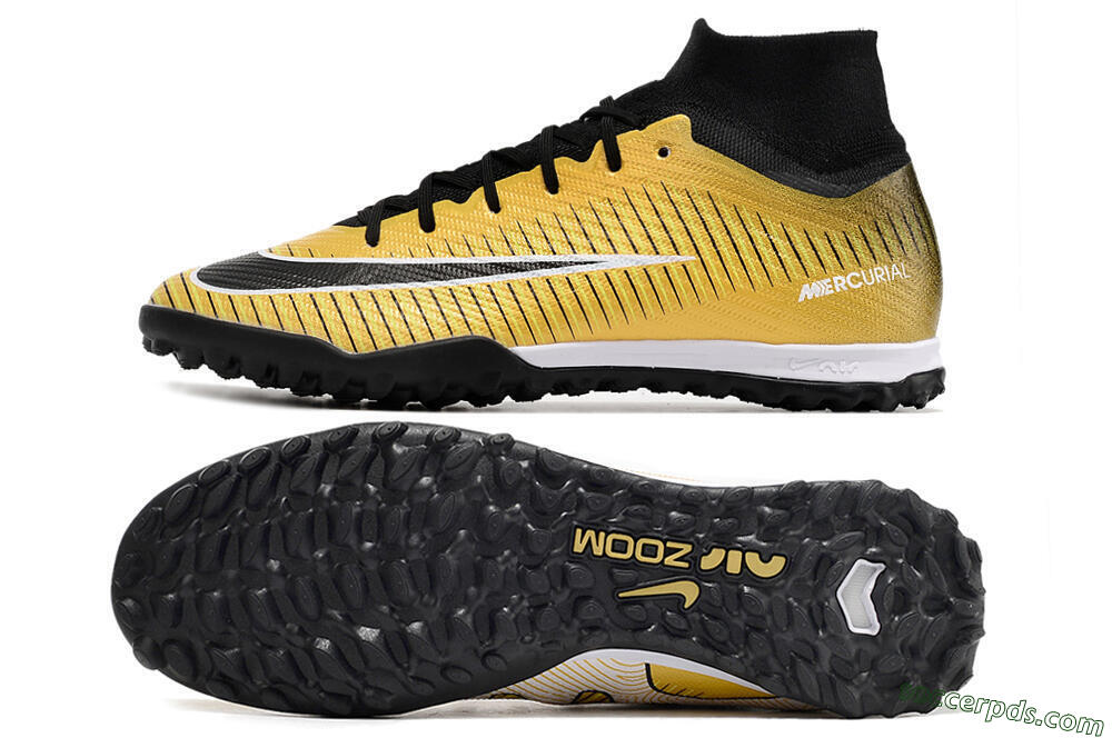 Nike Mercurial Superfly 9 Elite TF High-Tops Football Shoes - Gold/Black/Silver 0