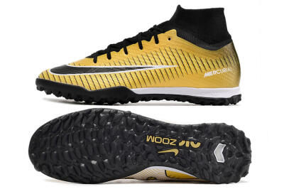 Nike Mercurial Superfly 9 Elite TF High-Tops Football Shoes - Gold/Black/Silver