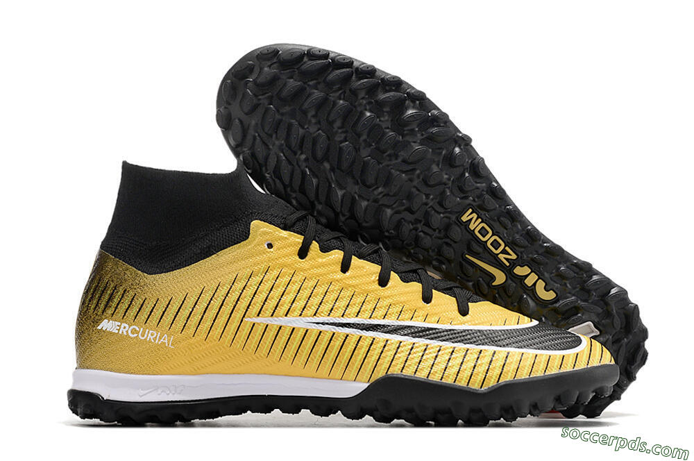 Nike Mercurial Superfly 9 Elite TF High-Tops Football Shoes - Gold/Black/Silver 1