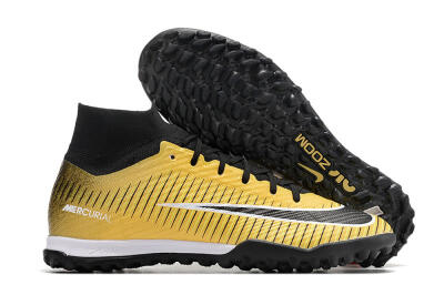Nike Mercurial Superfly 9 Elite TF High-Tops Football Shoes - Gold/Black/Silver