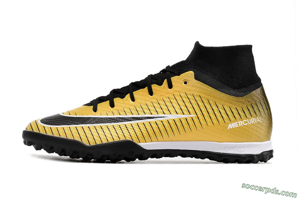 Nike Mercurial Superfly 9 Elite TF High-Tops Football Shoes - Gold/Black/Silver 2