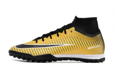 Nike Mercurial Superfly 9 Elite TF High-Tops Football Shoes - Gold/Black/Silver