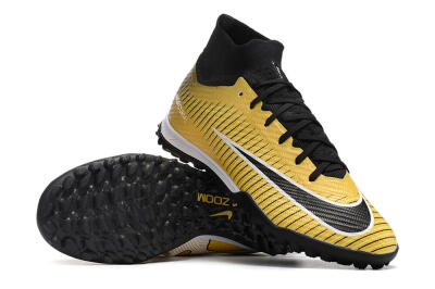 Nike Mercurial Superfly 9 Elite TF High-Tops Football Shoes - Gold/Black/Silver