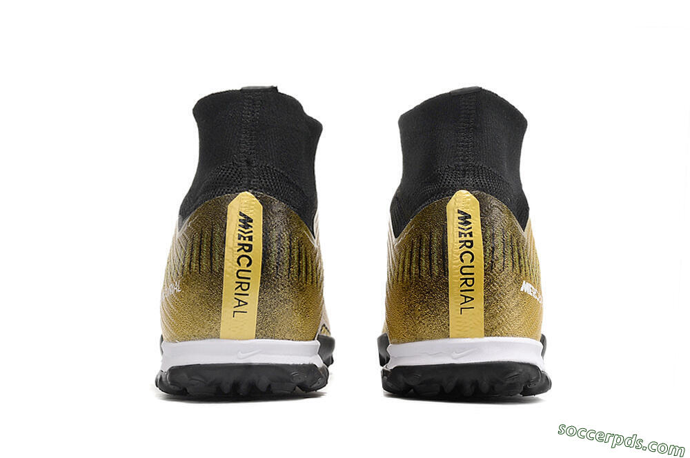 Nike Mercurial Superfly 9 Elite TF High-Tops Football Shoes - Gold/Black/Silver 5