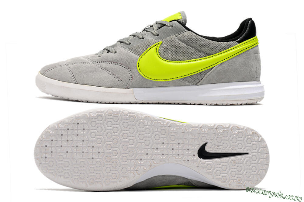 Nike Premier 2 Sala IC Low-Tops Football Shoes - Grey/Green/Black 0