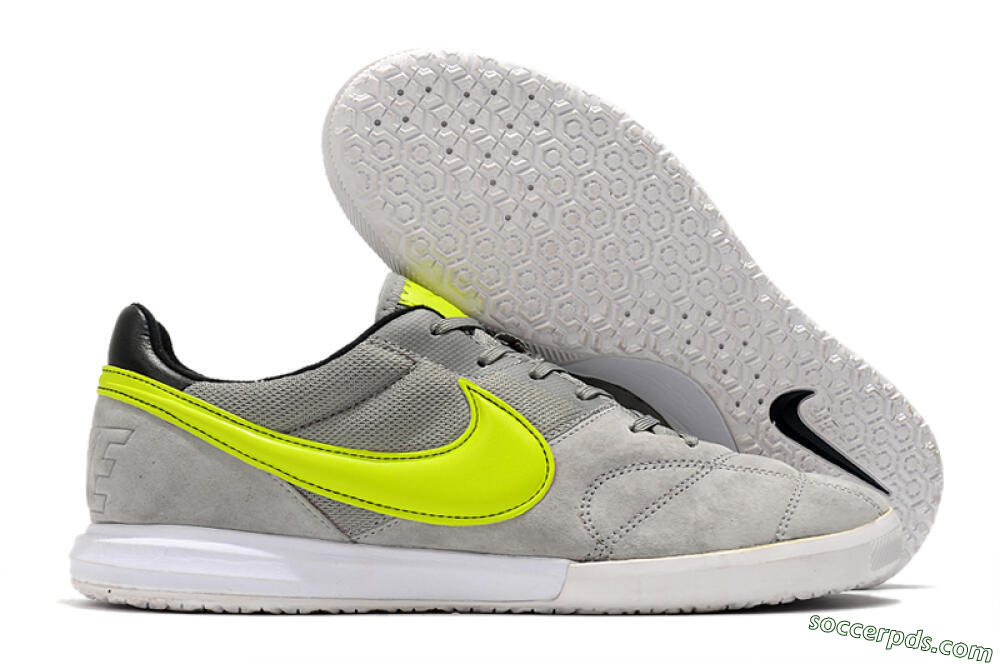 Nike Premier 2 Sala IC Low-Tops Football Shoes - Grey/Green/Black 1