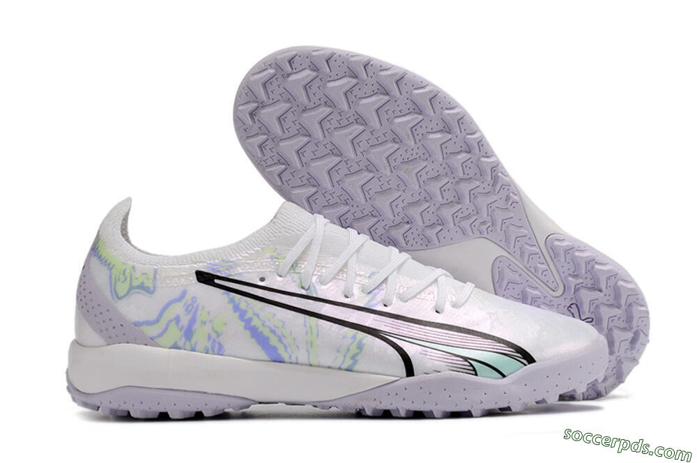 Puma Ultra Ultimate TF Low-Tops Football Shoes - White/Blue/Green 1