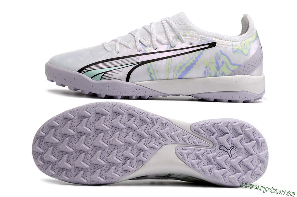 Puma Ultra Ultimate TF Low-Tops Football Shoes - White/Blue/Green 0