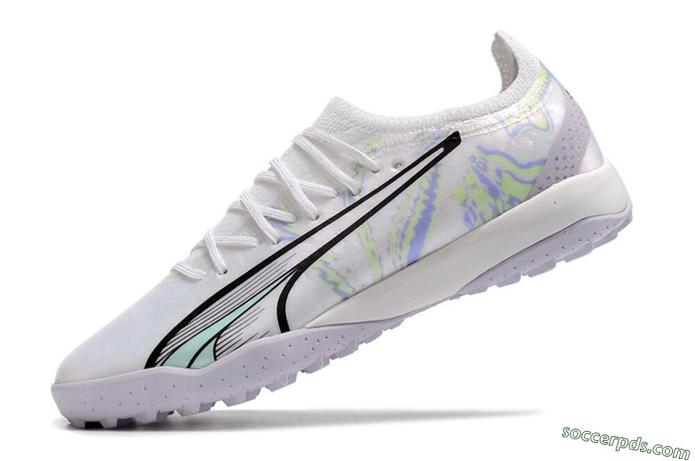 Puma Ultra Ultimate TF Low-Tops Football Shoes - White/Blue/Green 4