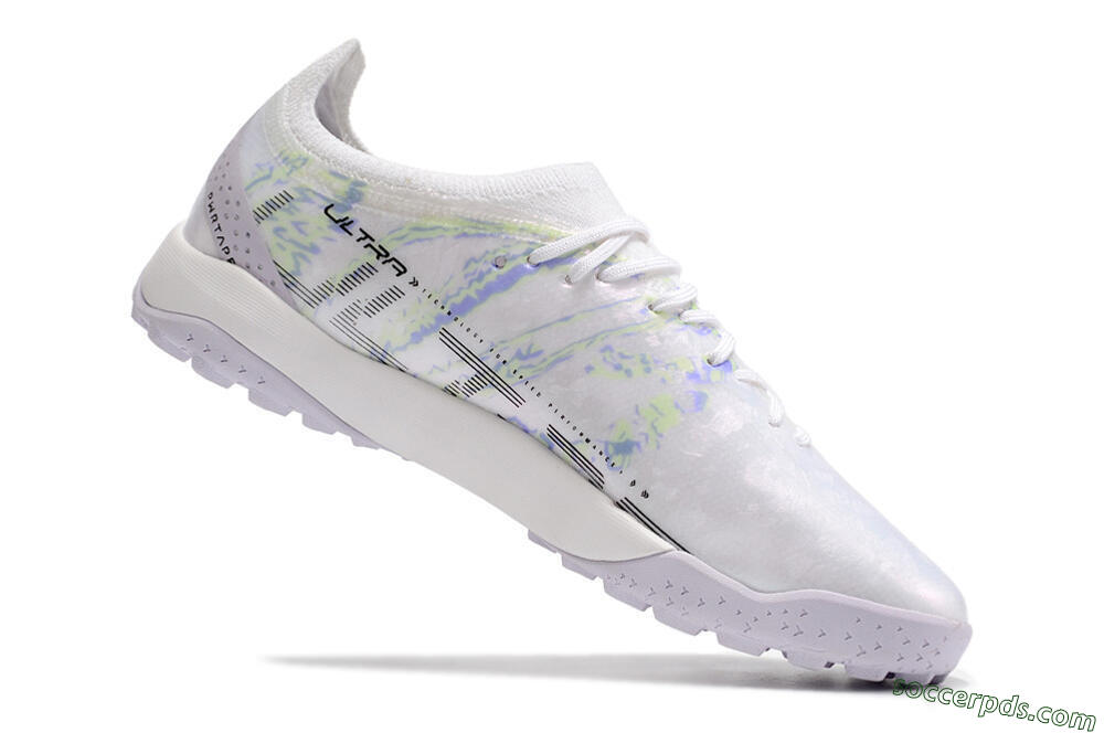 Puma Ultra Ultimate TF Low-Tops Football Shoes - White/Blue/Green 5