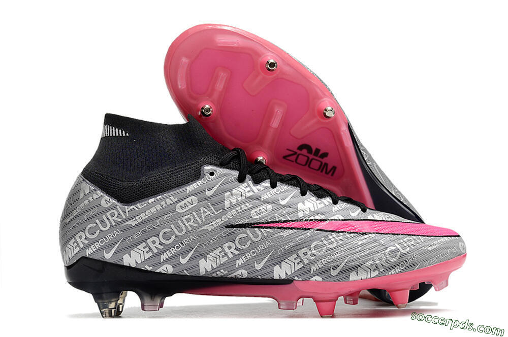 Nike Air Zoom Mercurial Superfly 9 Elite SG High-Tops Football Boots - Silver/Black/Pink 1