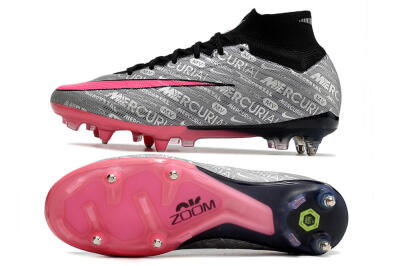 Nike Air Zoom Mercurial Superfly 9 Elite SG High-Tops Football Boots - Silver/Black/Pink