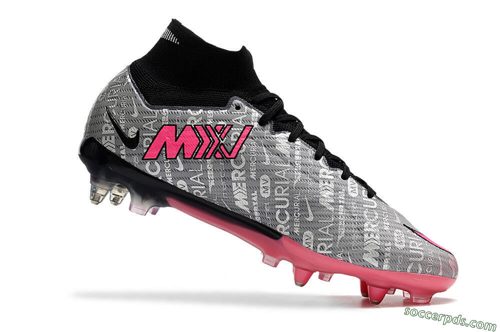 Nike Air Zoom Mercurial Superfly 9 Elite SG High-Tops Football Boots - Silver/Black/Pink 4